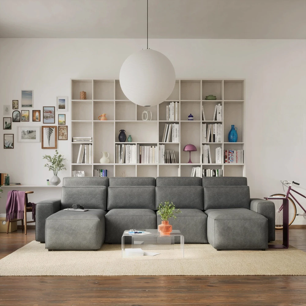 Citysofa U formos kampinė sofa-lova Jordaan - Pilka
