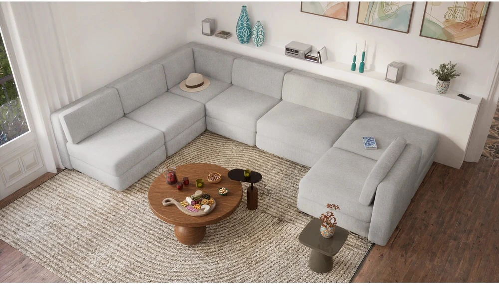 Citysofa U formos modulinė sofa GRACIA 160x340x230 cm - Pilka