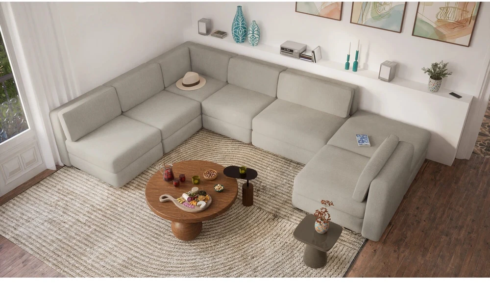 Citysofa U formos modulinė sofa GRACIA 160x340x230 cm - Smėlio pilka