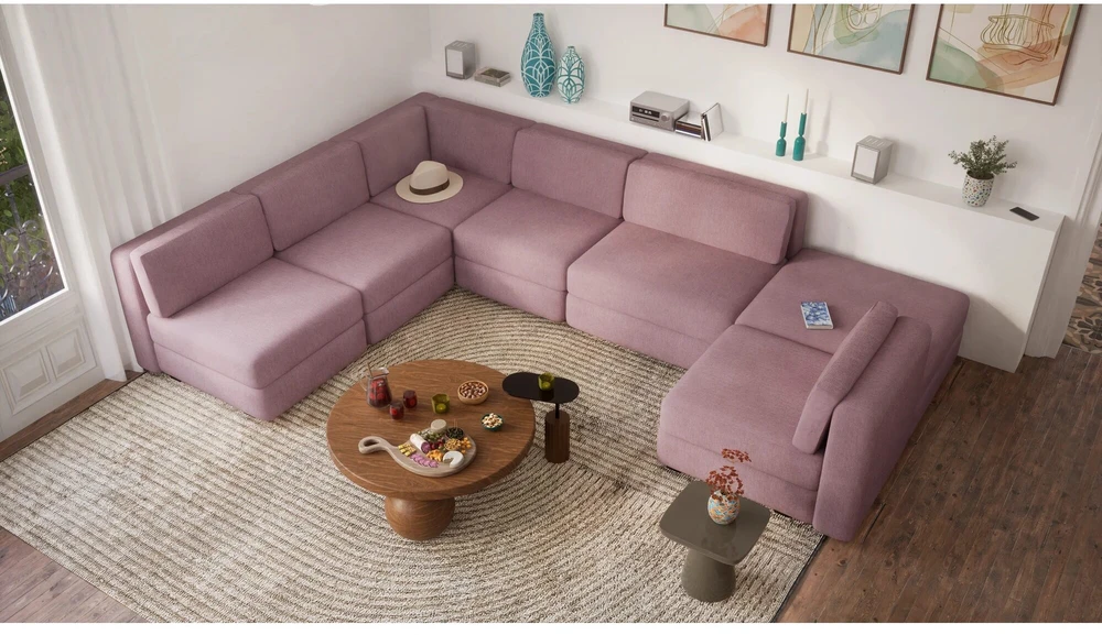 Citysofa U formos modulinė sofa GRACIA 160x340x230 cm - Dulsvai rožinė