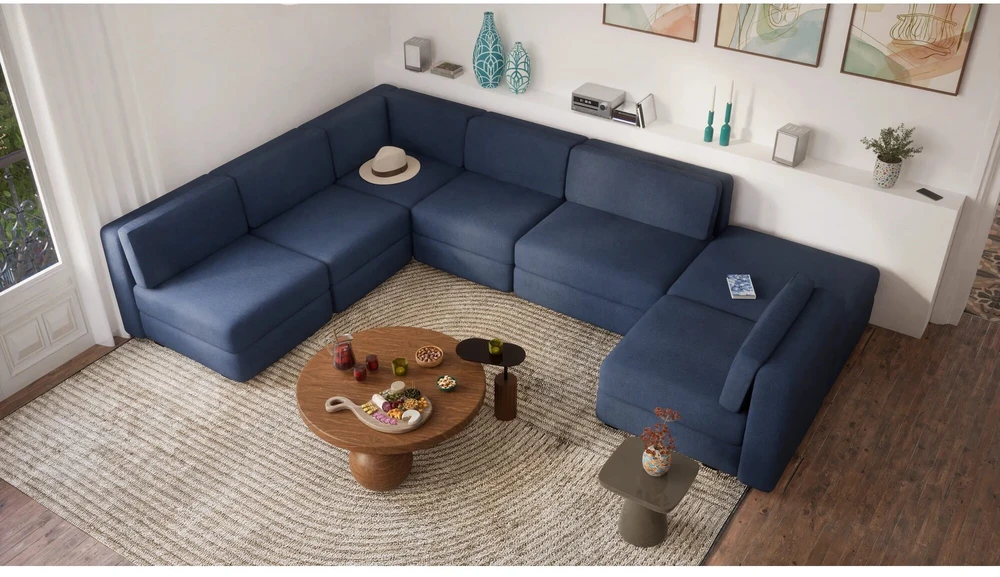 Citysofa U formos modulinė sofa GRACIA 160x340x230 cm - Tamsiai mėlyna