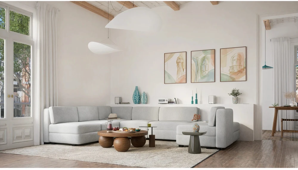 Citysofa U formos modulinė sofa GRACIA 160x340x230 cm - Pilka