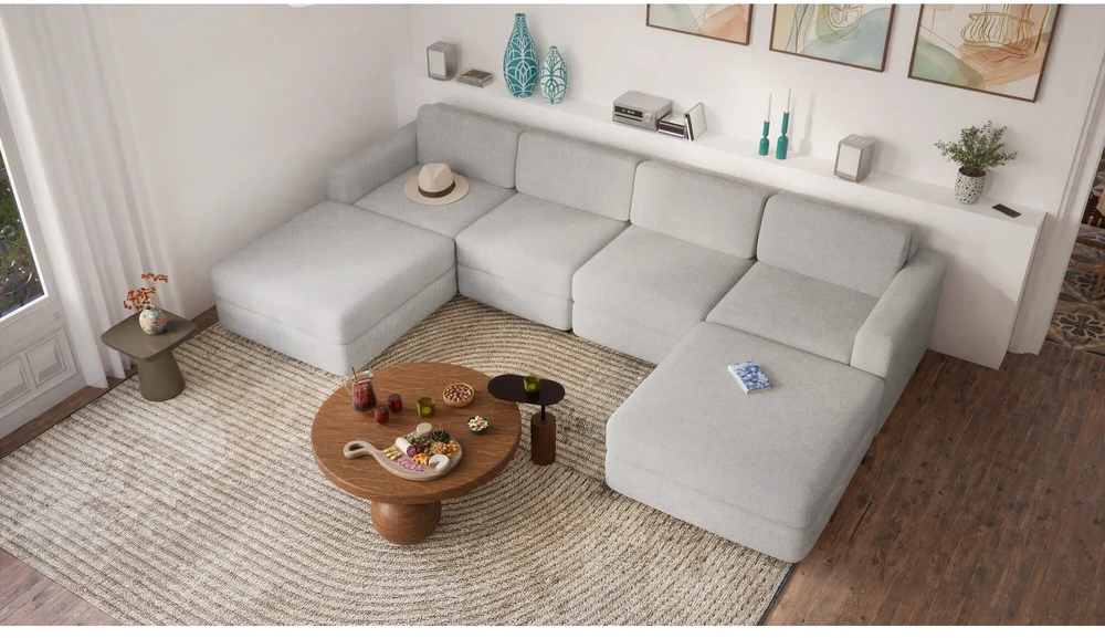 Citysofa U formos modulinė sofa GRACIA 180x320x180 cm - Pilka