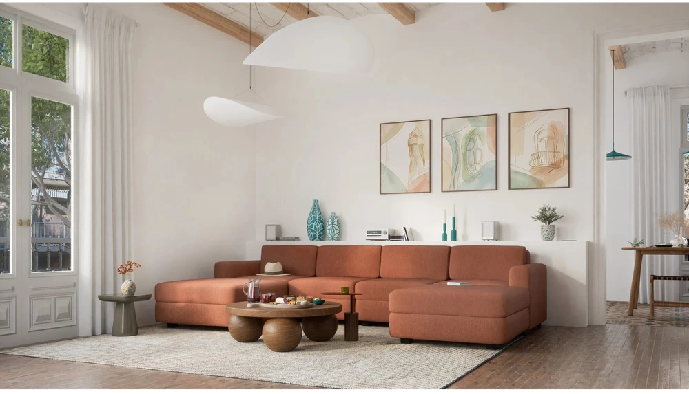 Citysofa U formos modulinė sofa GRACIA 180x320x180 cm - Terakota