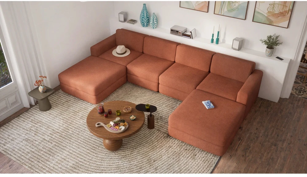 Citysofa U formos modulinė sofa GRACIA 180x320x180 cm - Terakota