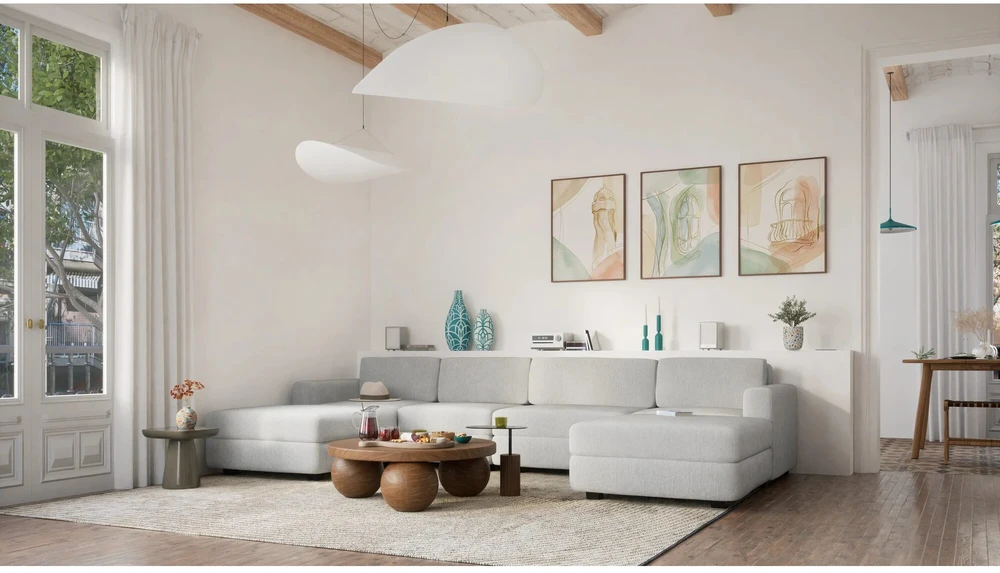 Citysofa U formos modulinė sofa GRACIA 180x340x180 cm - Pilka