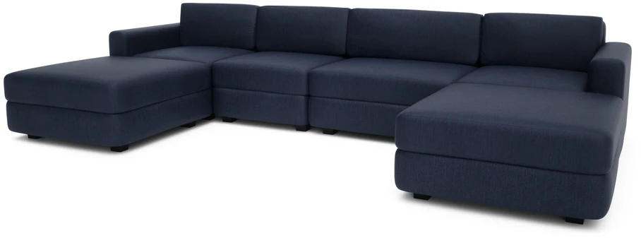 Citysofa U formos modulinė sofa GRACIA 180x340x180 cm - Tamsiai mėlyna