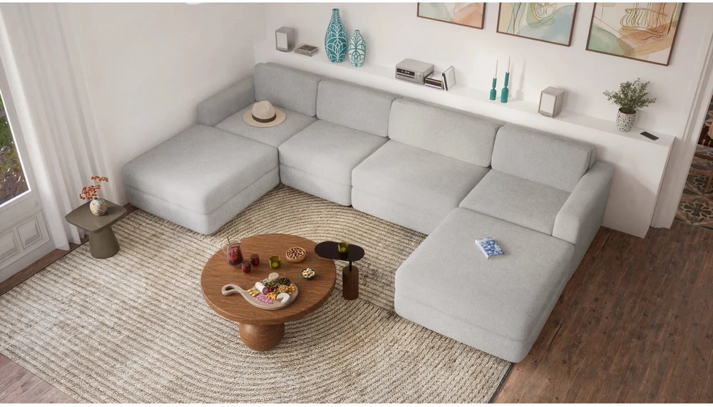 Citysofa U formos modulinė sofa GRACIA 180x340x180 cm - Pilka