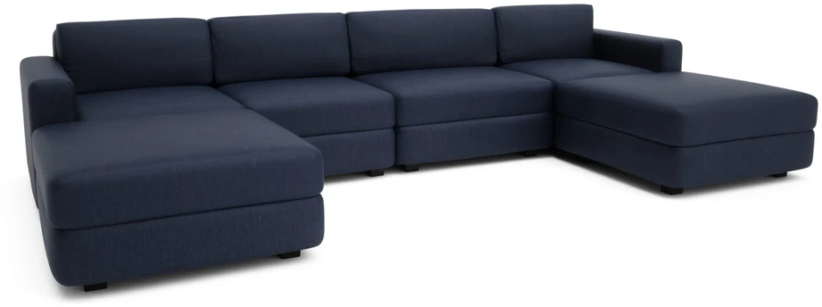 Citysofa U formos modulinė sofa GRACIA 180x340x180 cm - Tamsiai mėlyna