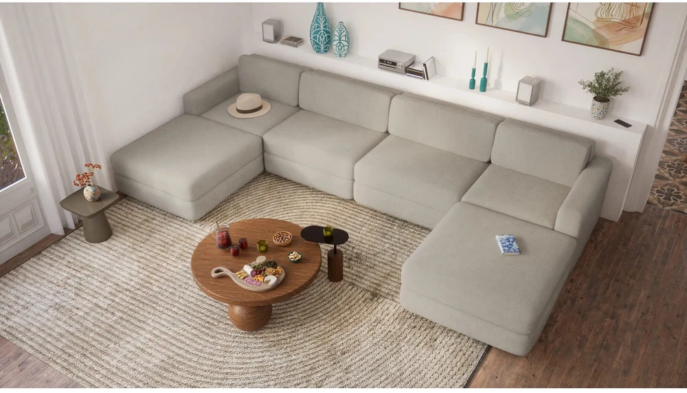 Citysofa U formos modulinė sofa GRACIA 180x360x180 cm - Smėlio pilka