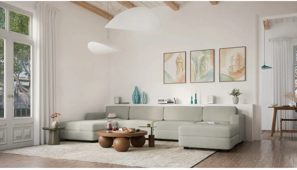 Citysofa U formos modulinė sofa GRACIA 180x360x180 cm - Smėlio pilka