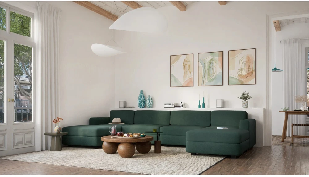 Citysofa U formos modulinė sofa GRACIA 180x360x180 cm - Žalia