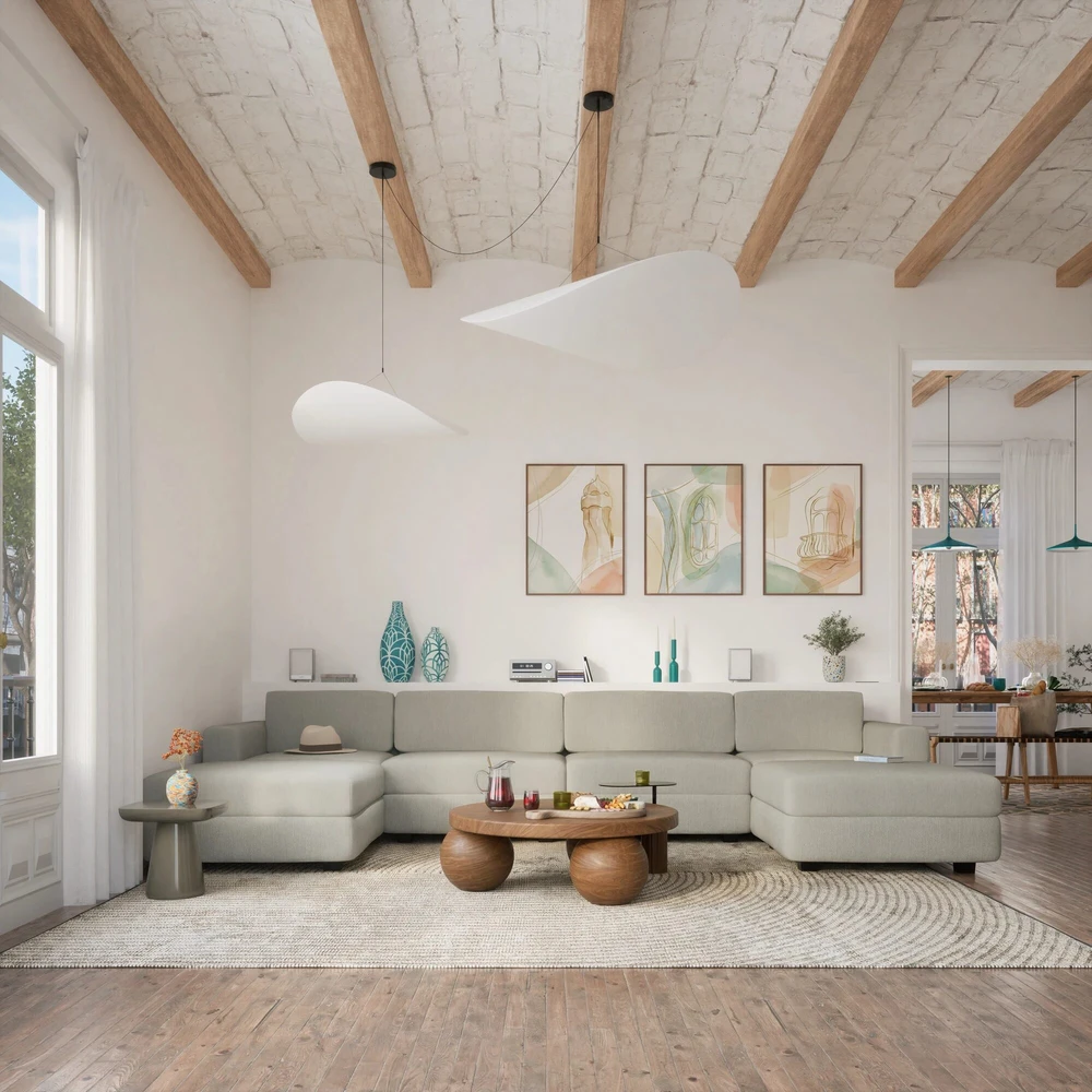 Citysofa U formos modulinė sofa GRACIA 180x360x180 cm - Smėlio pilka