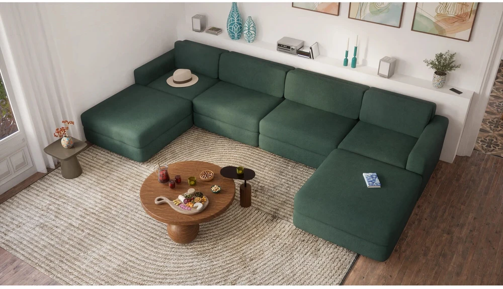Citysofa U formos modulinė sofa GRACIA 180x360x180 cm - Žalia