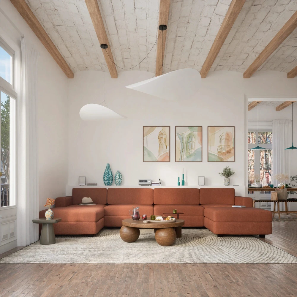 Citysofa U formos modulinė sofa GRACIA 180x360x180 cm - Terakota