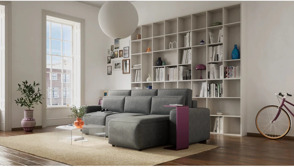 Citysofa Universali kampinė sofa-lova Jordaan - Pilka