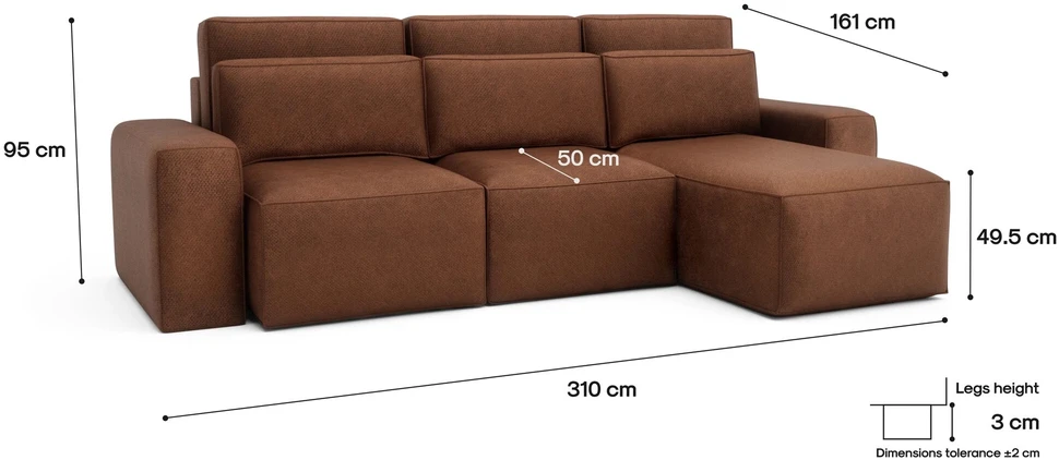 Citysofa Universali kampinė sofa-lova Jordaan - Plytų