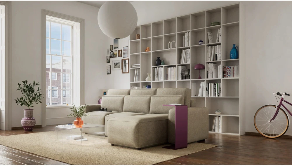Citysofa Universali kampinė sofa-lova Jordaan - Kreminė