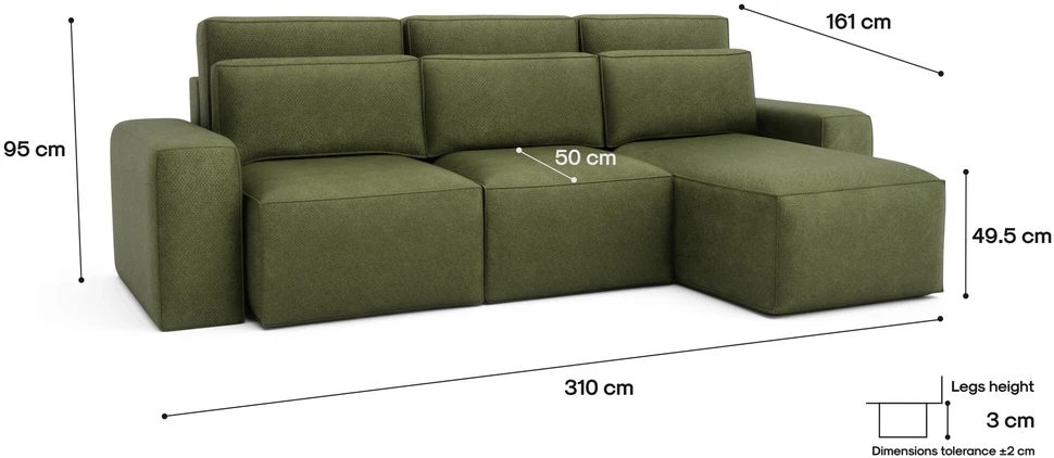 Citysofa Universali kampinė sofa-lova Jordaan - Kaki