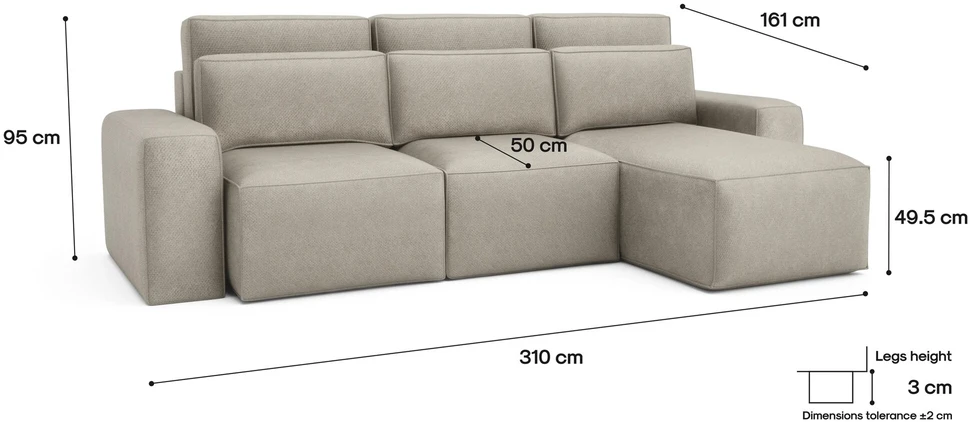 Citysofa Universali kampinė sofa-lova Jordaan - Kreminė