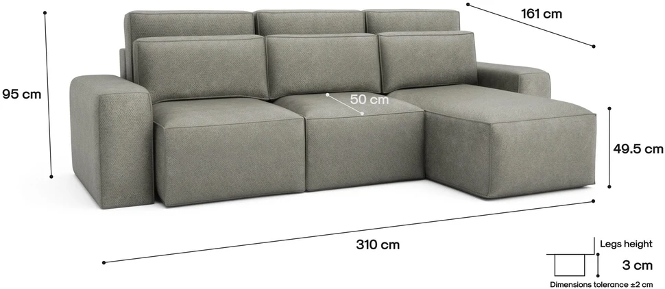 Citysofa Universali kampinė sofa-lova Jordaan - Pelenų