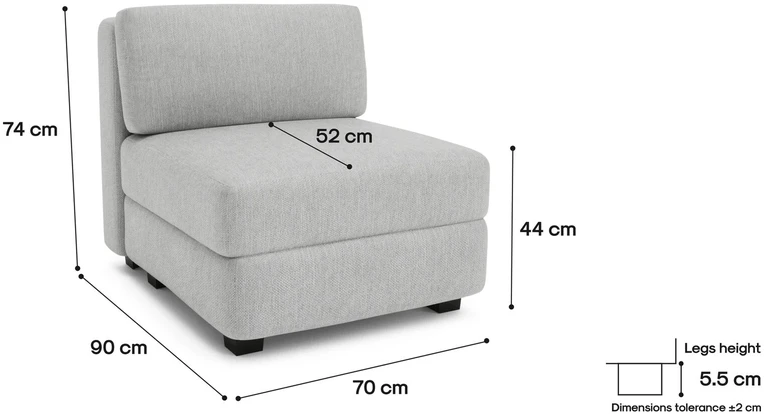 Citysofa Vienetinis modulis GRACIA - Pilka