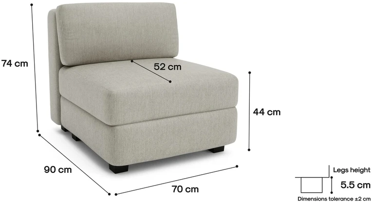 Citysofa Vienetinis modulis GRACIA - Smėlio pilka