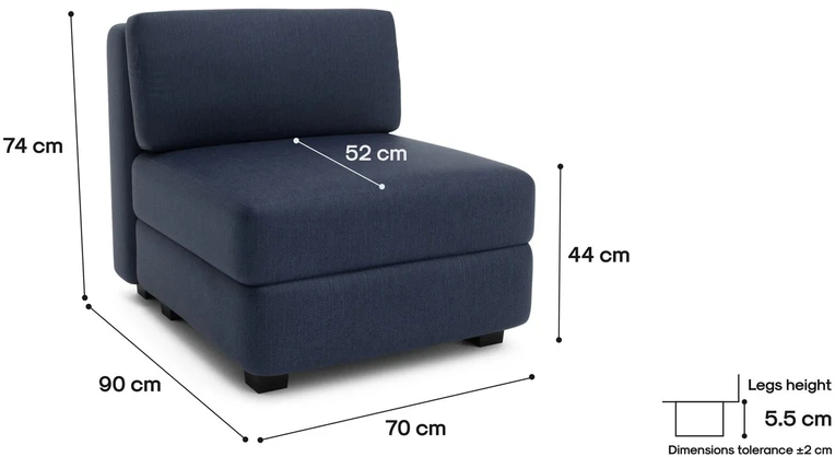 Citysofa Vienetinis modulis GRACIA - Tamsiai mėlyna