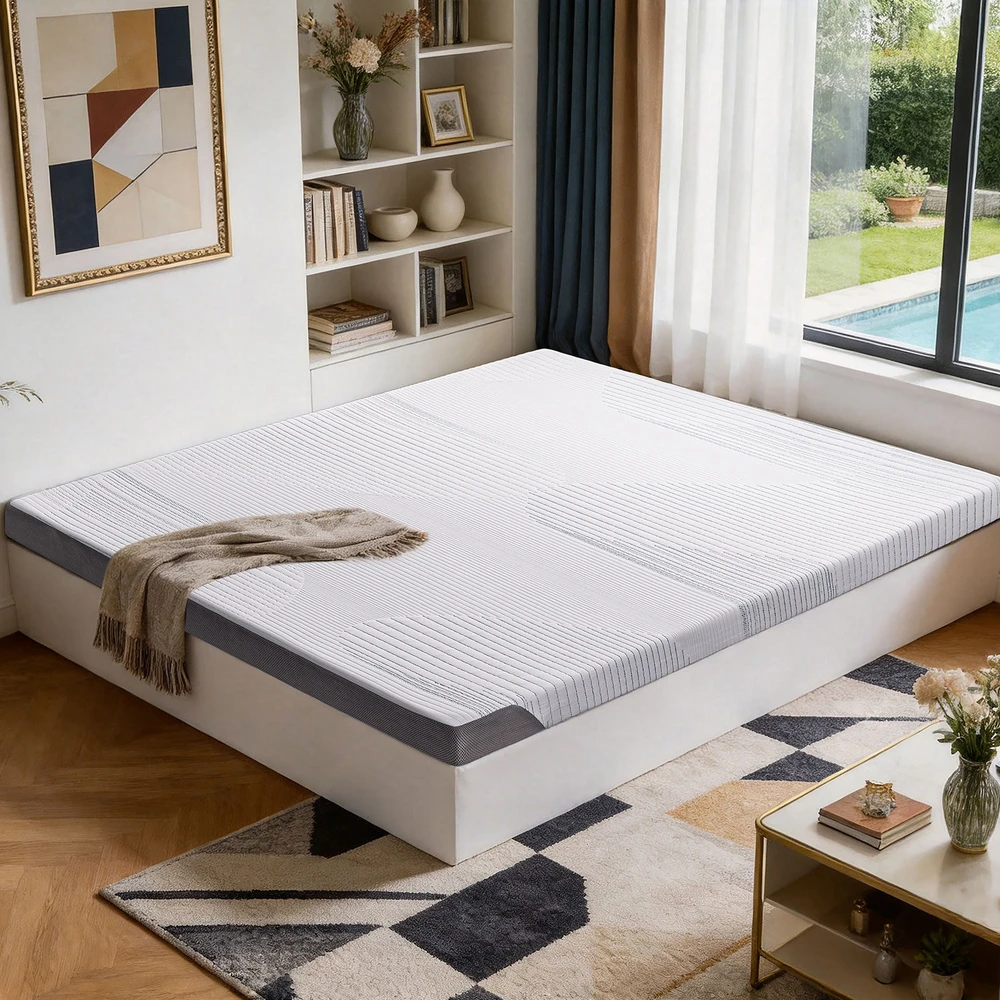 Čiužinys Home4You Antčiužinis su vėsinančiomis gelio putomis, pilkas, 180 × 200 × 8 cm