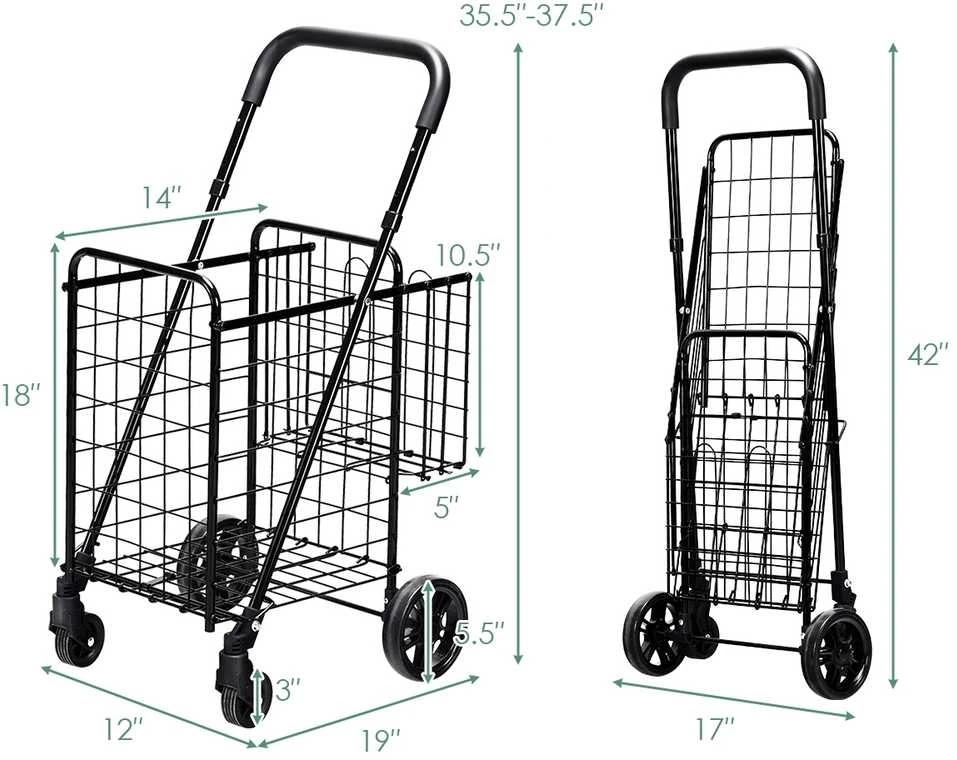 Promotions Sulankstoma pirkinių vežimėlis, 43,2x48,3x88,9/95,3 cm, sidabrinės spalvos