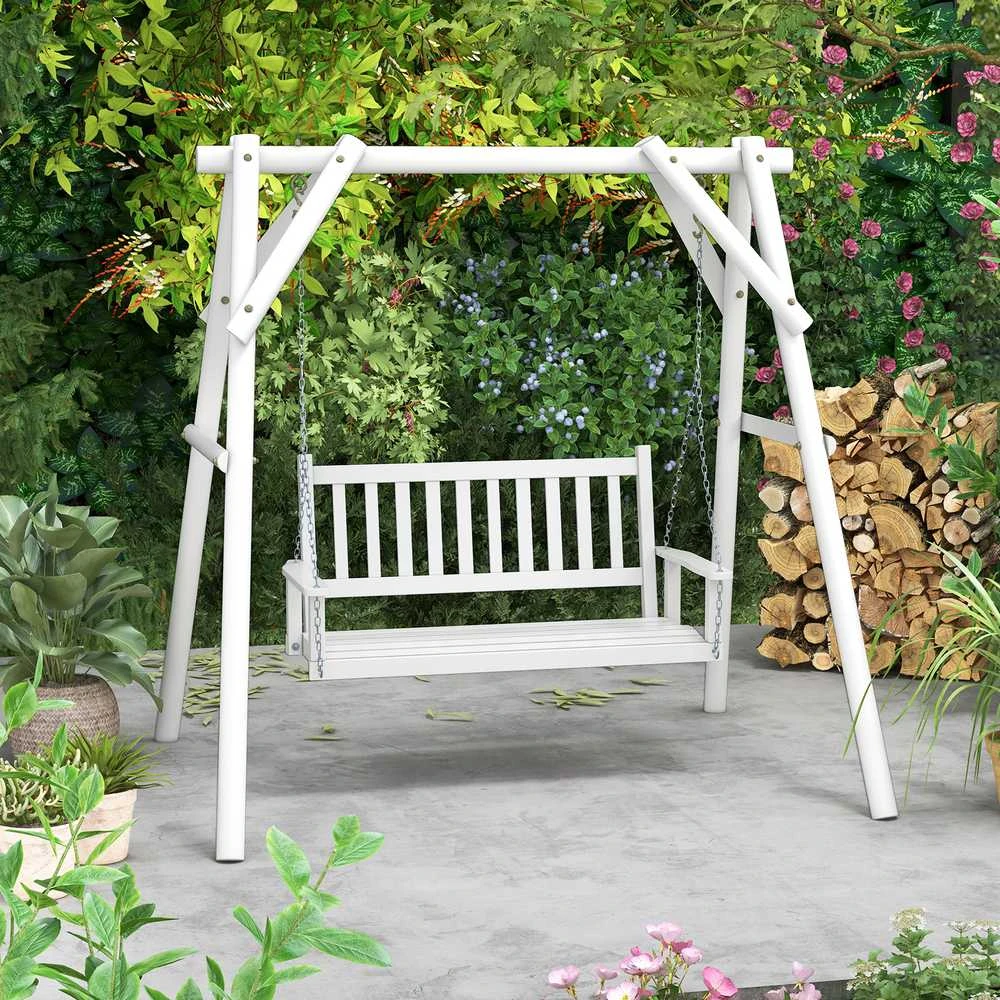 Promotions Lauko verandos supynės, medinės, 135.9x67.3x63.5 cm, baltos