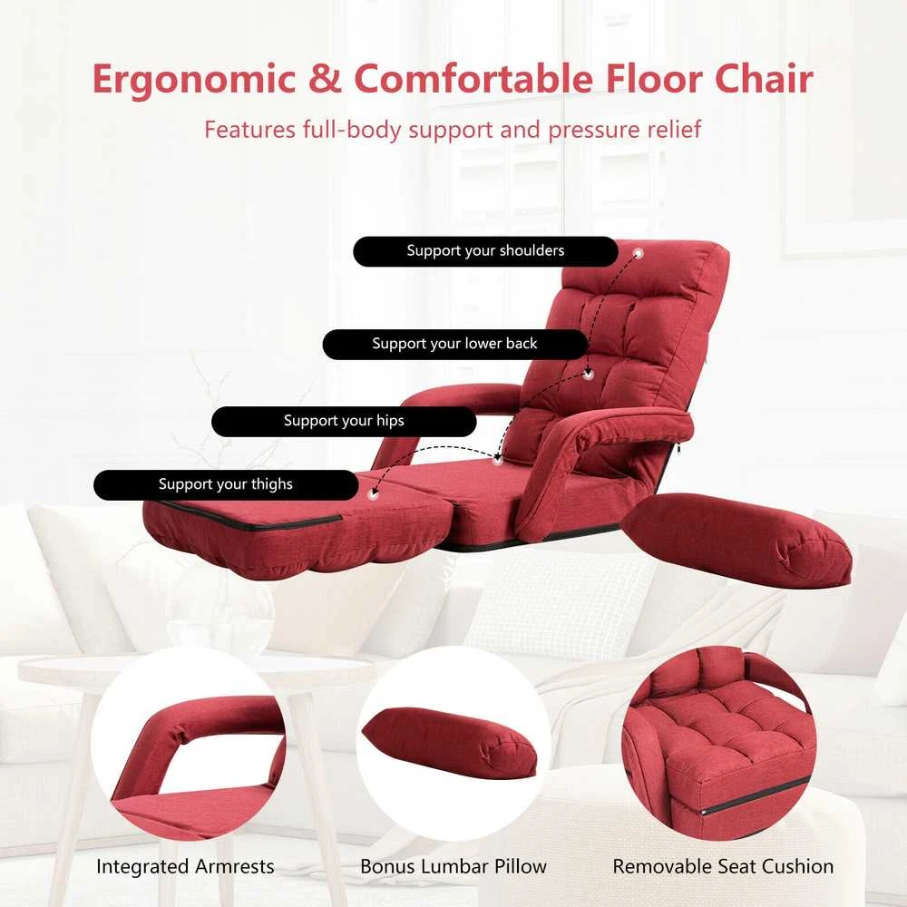 Promotions Sulankstoma grindų kėdė-sofa, 169x55 cm, raudona
