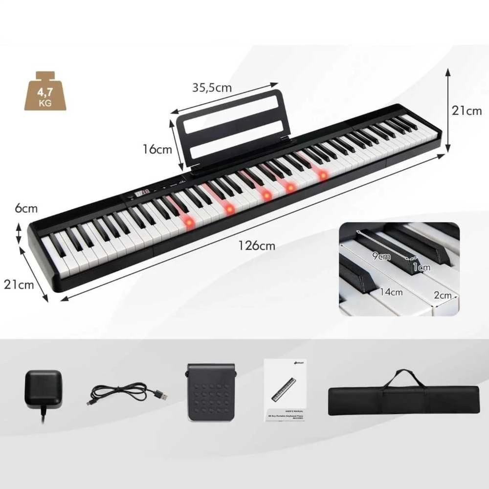 Promotions Elektrinis pianinas, 126x21x7 cm, Juodas