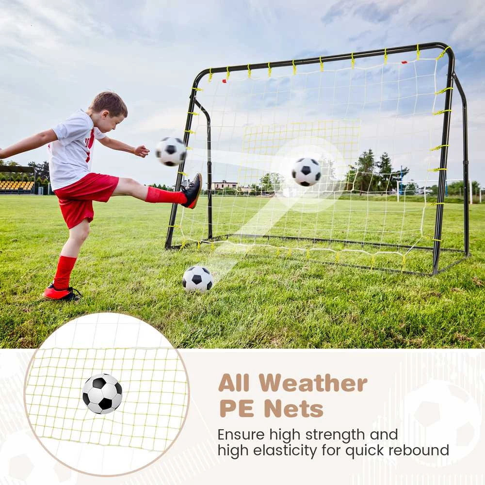 Promotions Vaikiški futbolo vartai ir atmušėjas, 187x60x102-122,5 cm, juodos spalvos