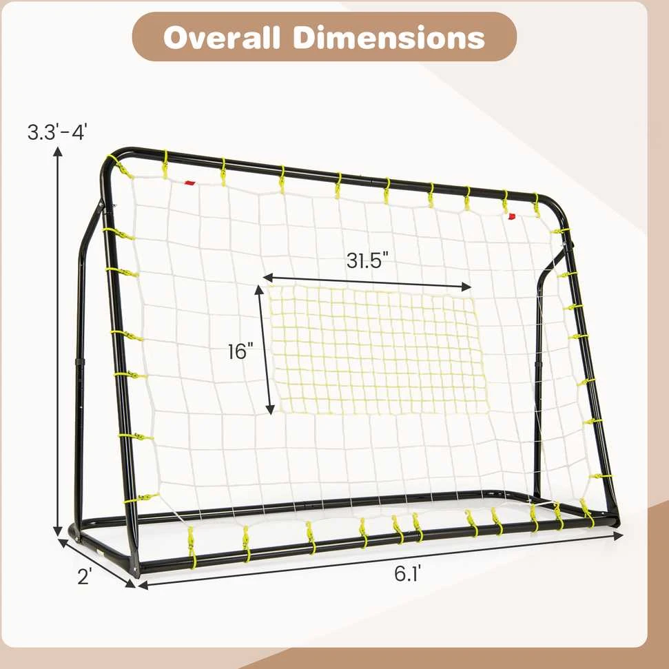 Promotions Vaikiški futbolo vartai ir atmušėjas, 187x60x102-122,5 cm, juodos spalvos