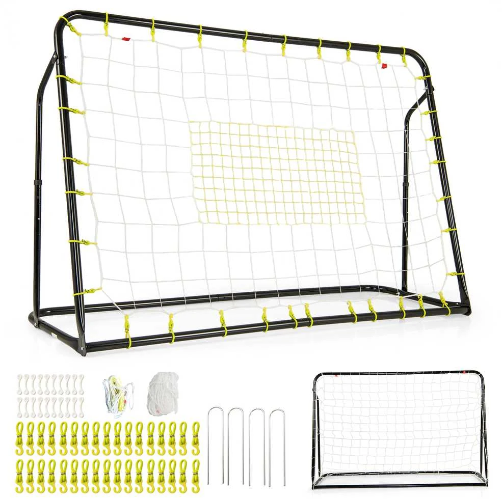 Promotions Vaikiški futbolo vartai ir atmušėjas, 187x60x102-122,5 cm, juodos spalvos