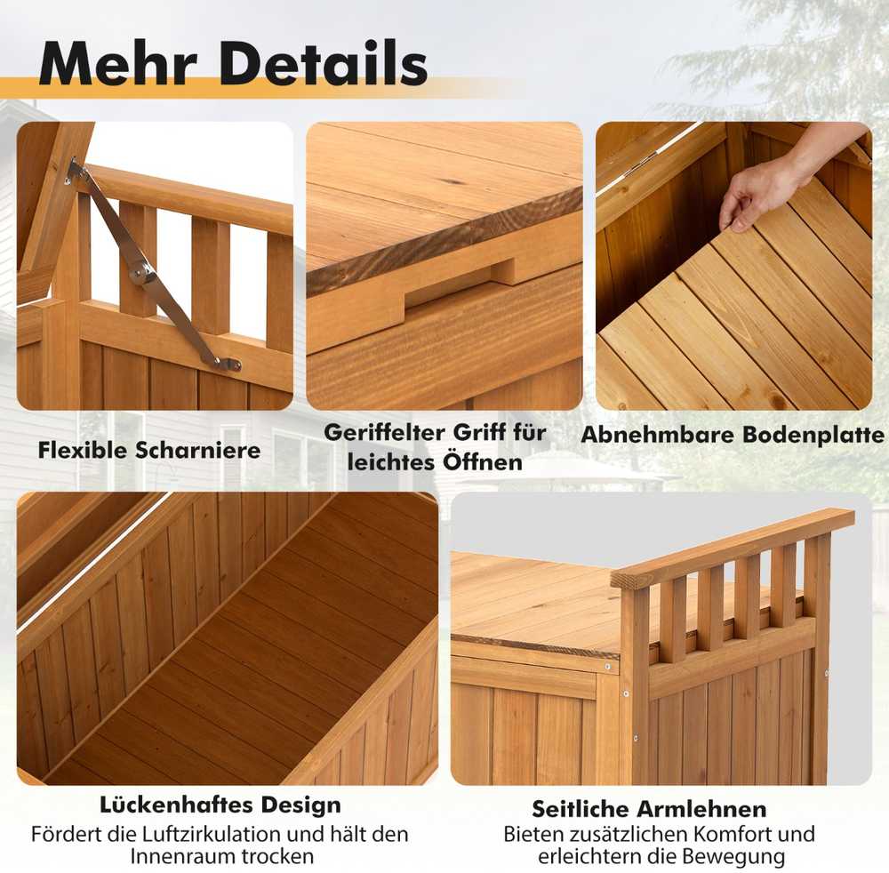 Lauko baldų komplektas Promotions Lauko saugojimo suolas, 128x58x53 cm, natūralus