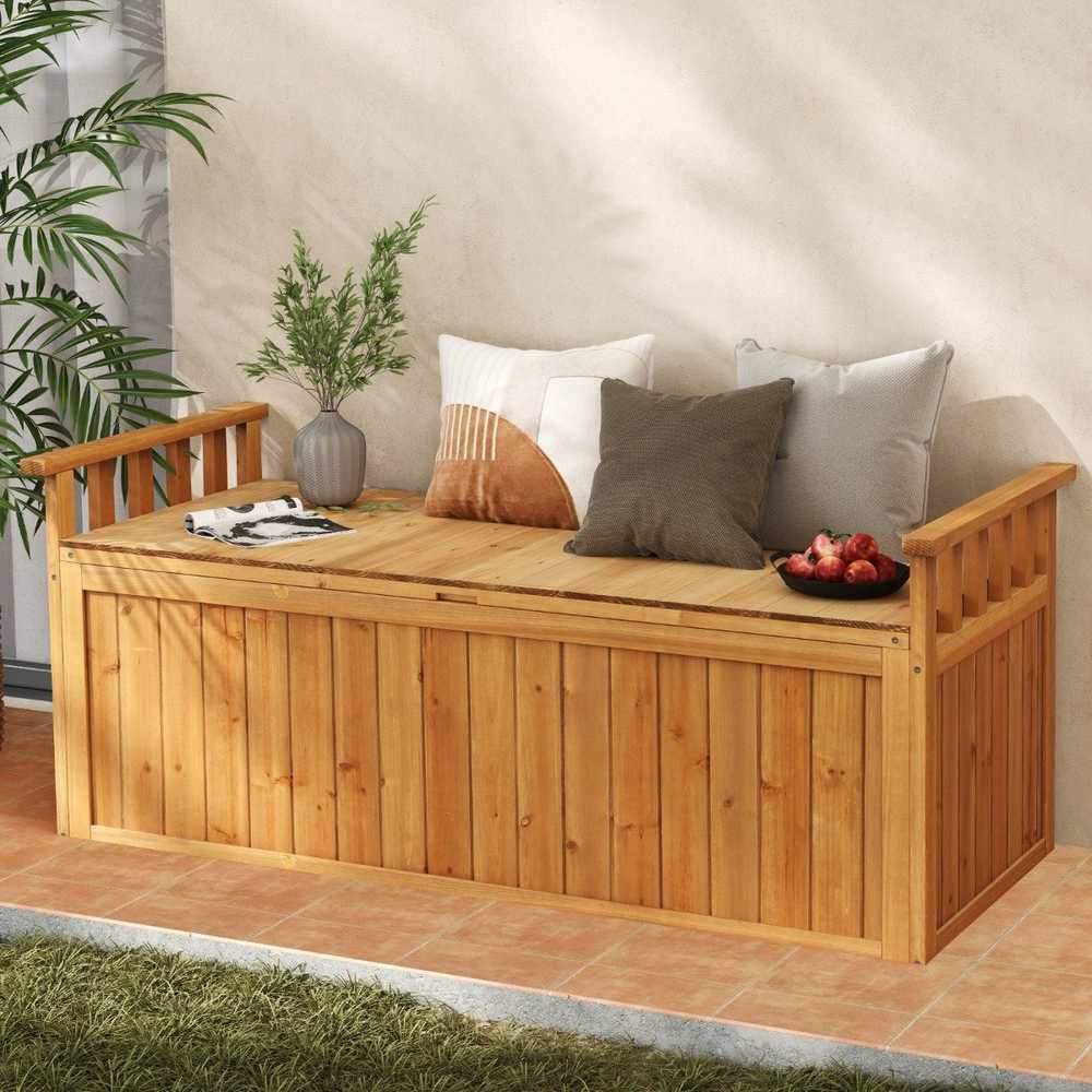 Lauko baldų komplektas Promotions Lauko saugojimo suolas, 128x58x53 cm, natūralus