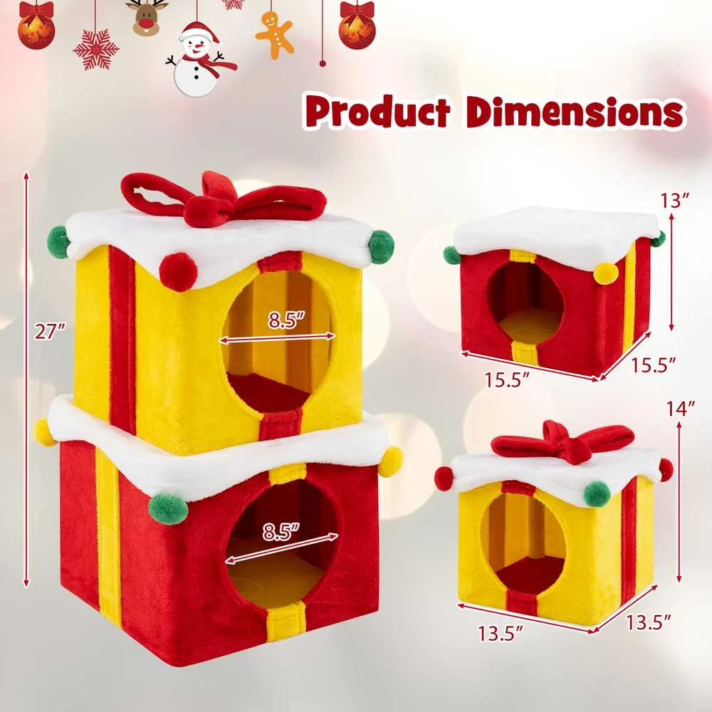 Promotions Kačių namelis, 39,4x39,4x33 cm ir 34,3x34,3x35,6 cm, raudonas ir geltonas