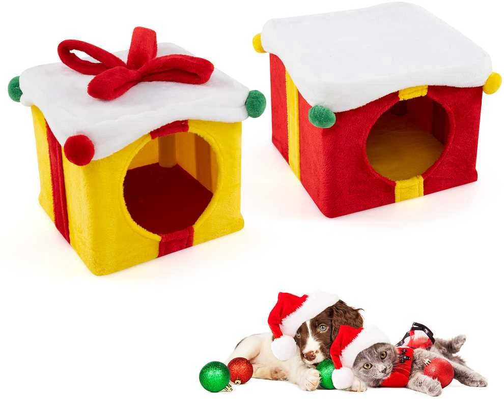 Promotions Kačių namelis, 39,4x39,4x33 cm ir 34,3x34,3x35,6 cm, raudonas ir geltonas