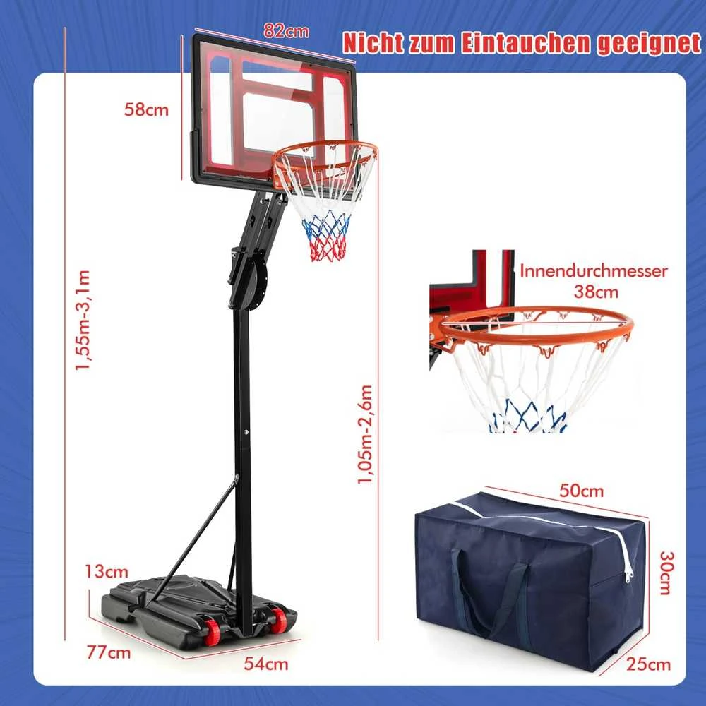 Promotions Krepšinio stovėklas, reguliuojamo aukščio, 105-260 cm, juodas