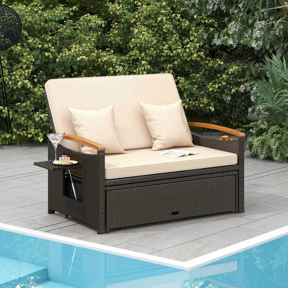 Promotions Lauko dienos lovos komplektas, 78.7-120.7x167.6x35.6-91.4 cm, Smėlio spalvos