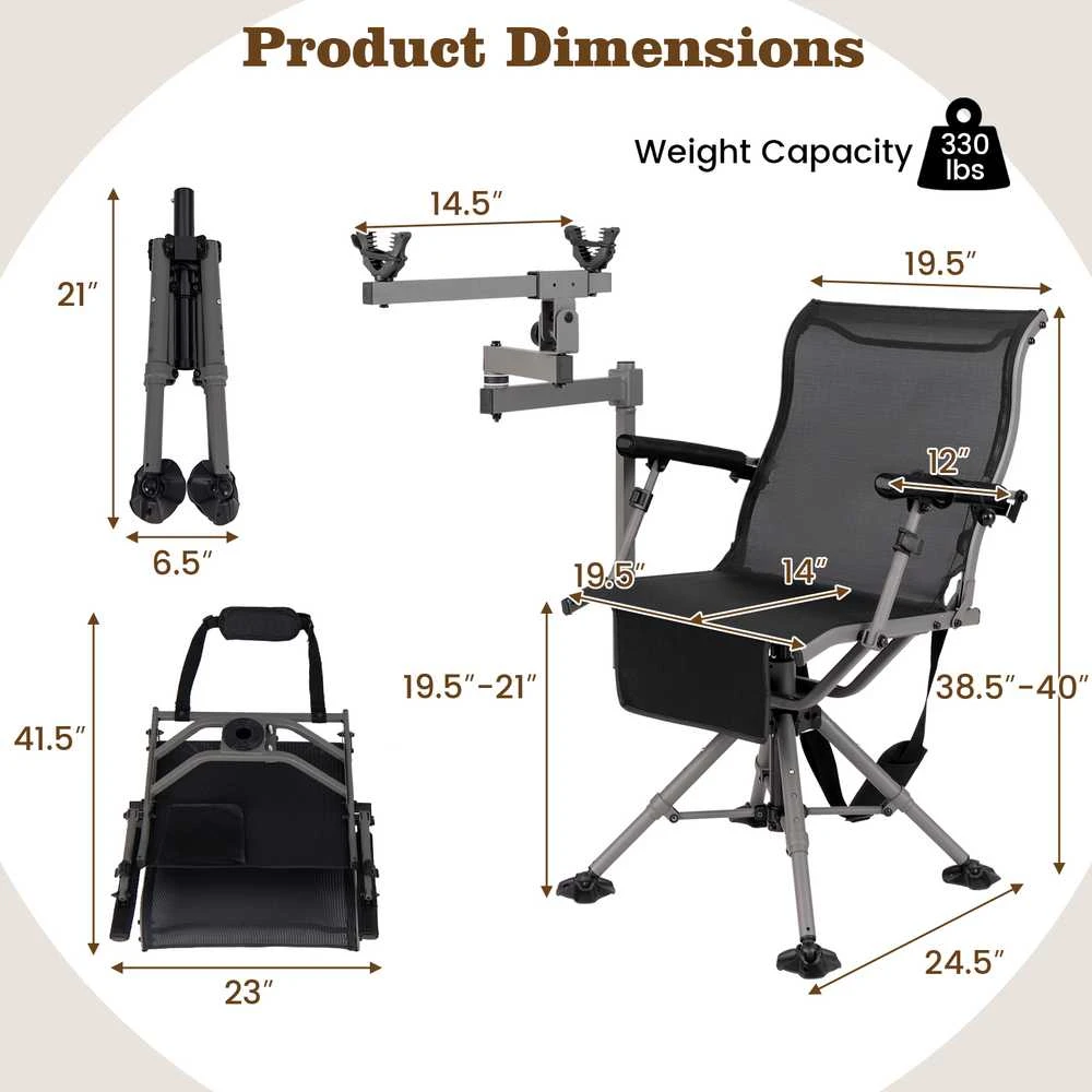 Promotions Medžioklinė kėdė, 88.9x63.5x101.6 cm, Juoda