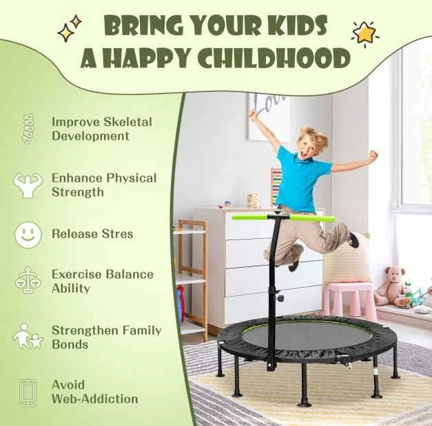 Promotions Mini batutas su reguliuojamu turėklu, 110x110x99-126 cm, žalias