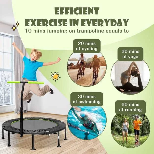 Promotions Mini batutas su reguliuojamu turėklu, 110x110x99-126 cm, žalias