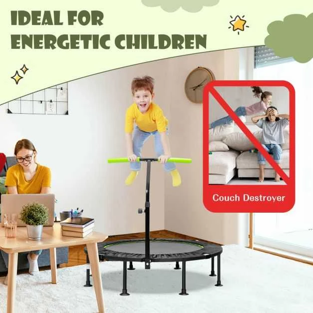 Promotions Mini batutas su reguliuojamu turėklu, 110x110x99-126 cm, žalias