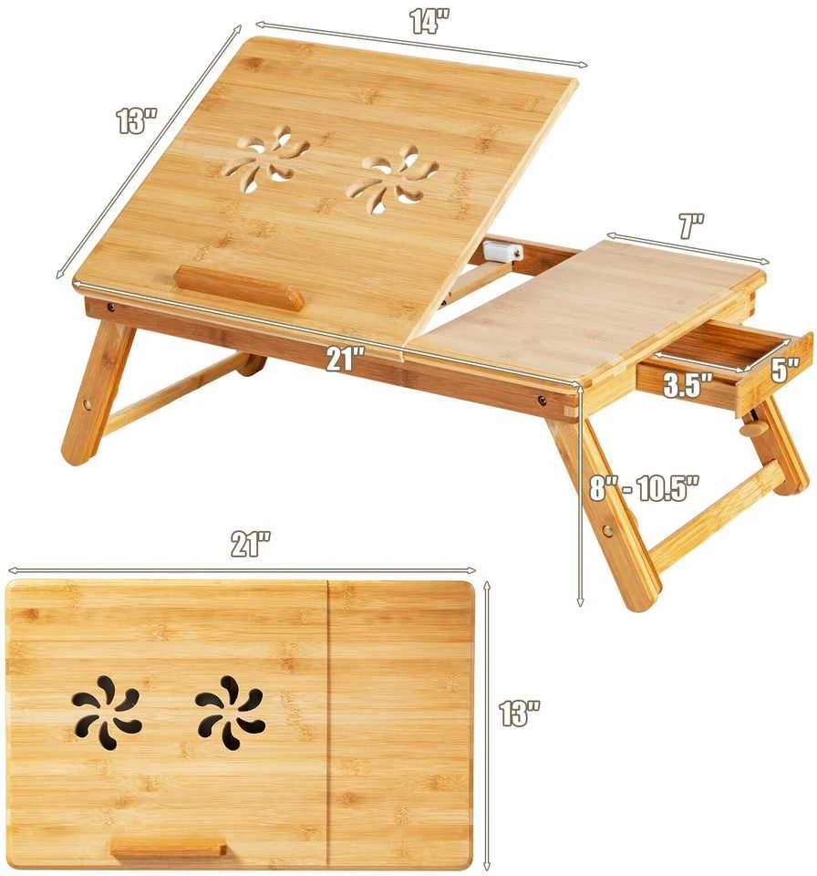 Promotions Nešiojamojo kompiuterio padėklas, bambukas, 53,3x33 cm, natūrali spalva