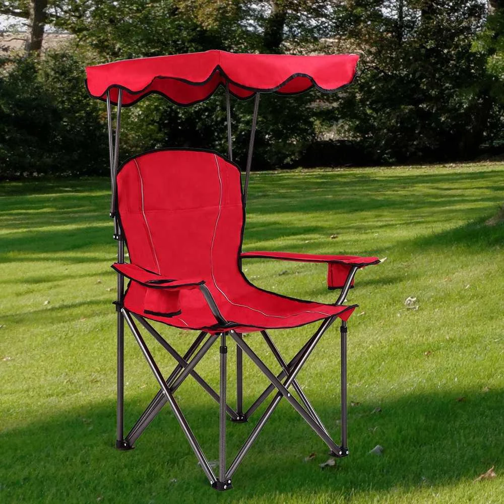Promotions Sulankstomas paplūdimio krėslas su stogeliu, 96,5x67,3x129,5 cm, mėlynas