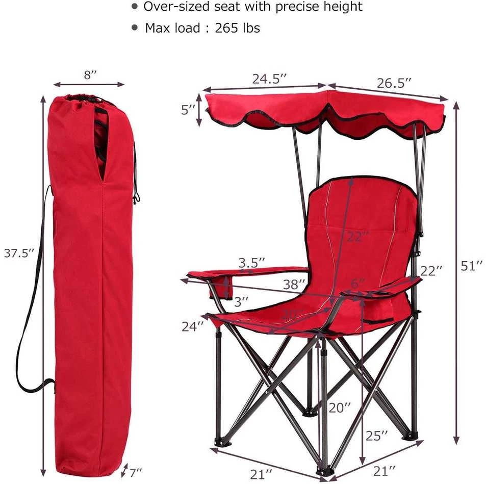 Promotions Sulankstomas paplūdimio krėslas su stogeliu, 96,5x67,3x129,5 cm, mėlynas