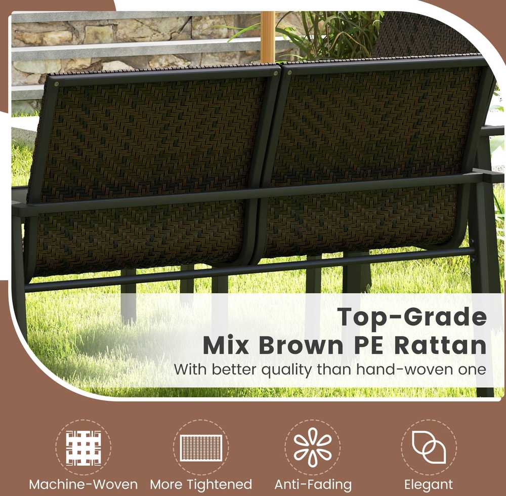 Lauko baldų komplektas Promotions Sodo baldų komplektas, 67,6x116,8x83,8 cm dvivietė sofa, 67,6x63,5x83,8 cm kėdės, 90,2x50,8x44,5 cm kavos staliukas, Ruda